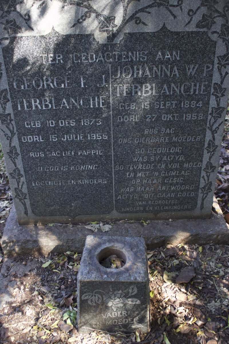 TERBLANCHE George F.J. 1873-1955 &amp; Johanna W.P. 1884-1958