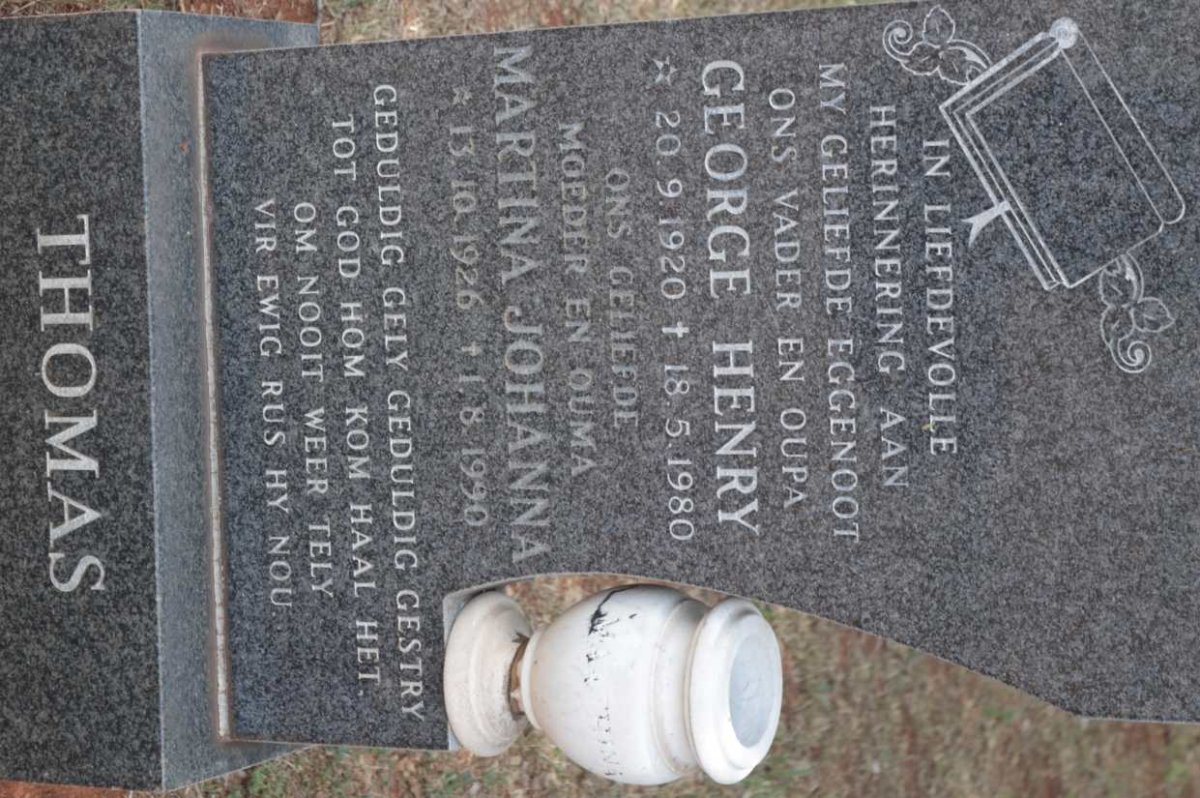 THOMAS George Henry 1920-1980 &amp; Martina Johanna 1926-1990
