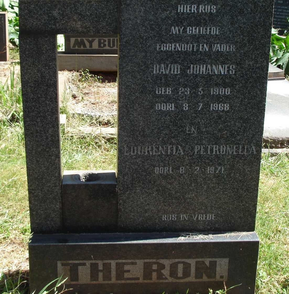 THERON David Johannes 1900-1968 &amp; Lourentia Petronella -1971