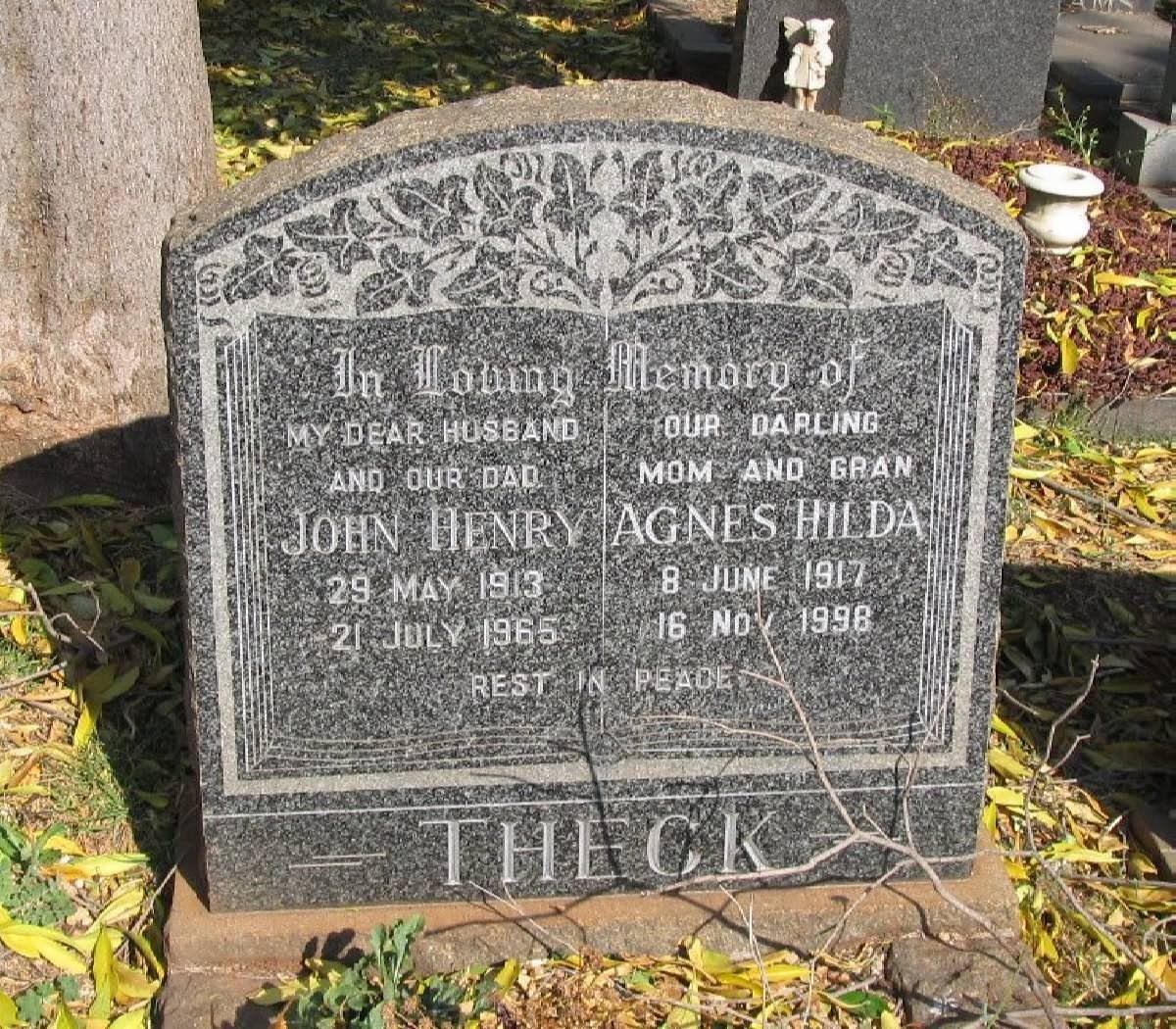 THECK John Henry 1913-1965 &amp; Agnes Hilda 1917-1908