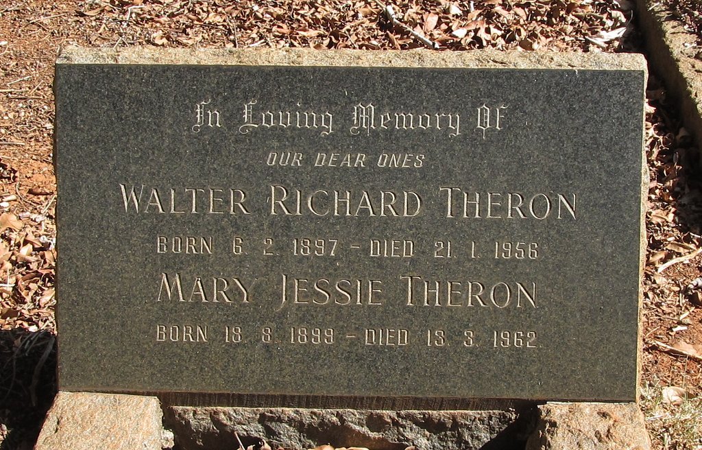 THERON Walter Richard 1897-1956 &amp; Mary Jessie 1899-1962