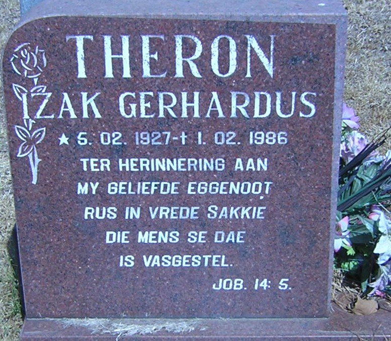 THERON Izak Gerhardus 1927-1986