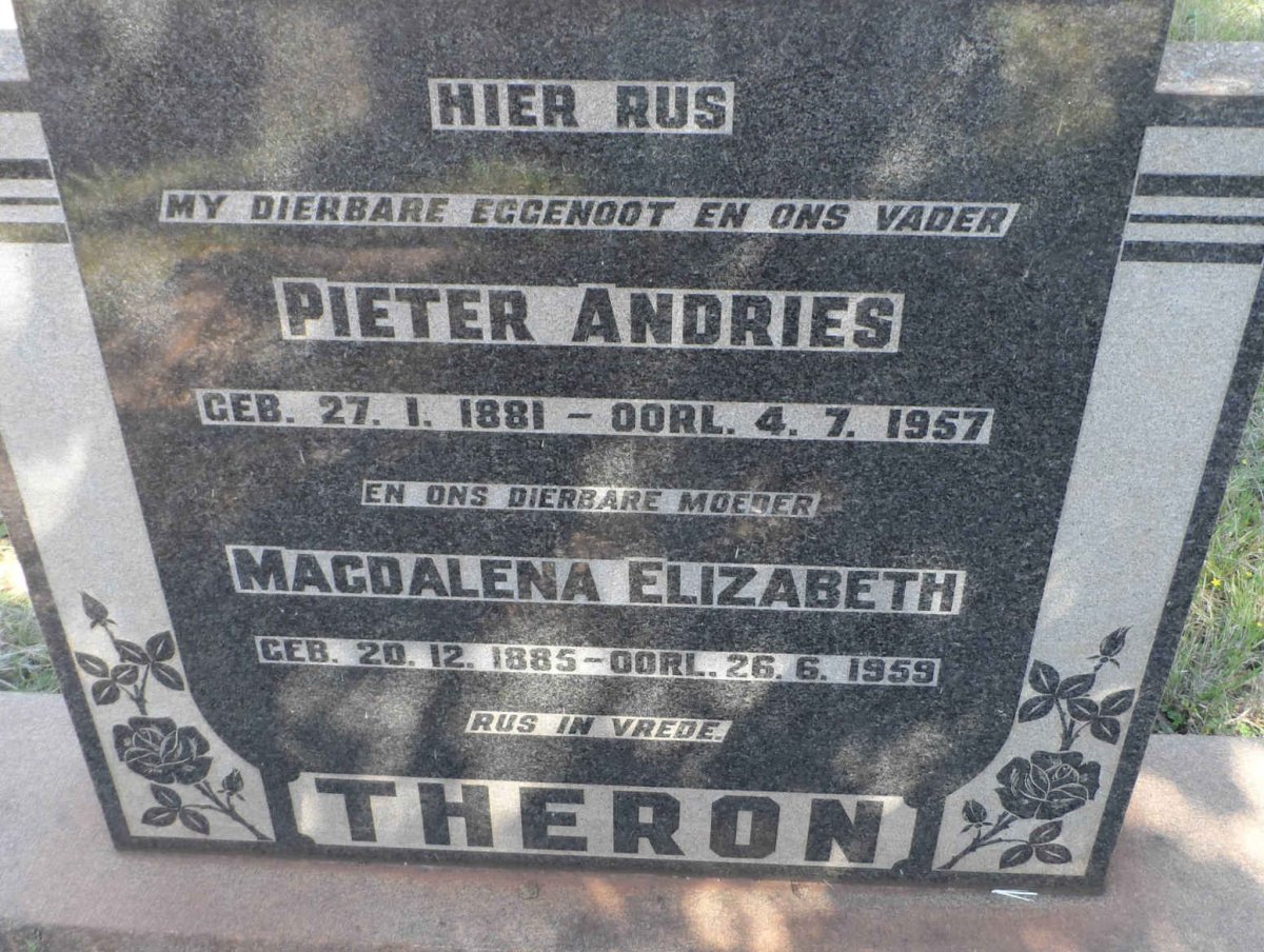 THERON Pieter Andries 1881-1957 &amp; Magdalena Elizabeth 1885-1959