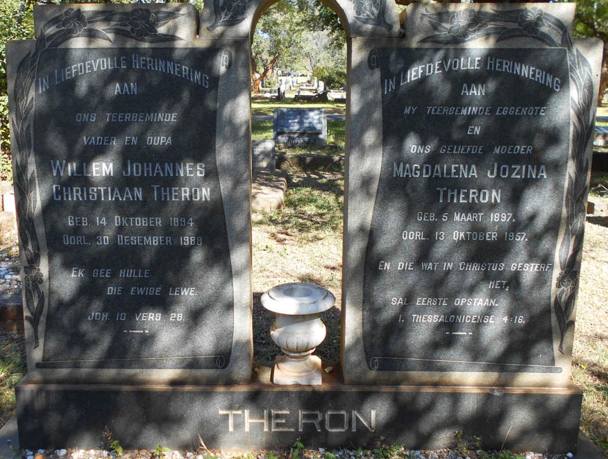 THERON Willem Johannes Christiaan 1894-1988 &amp; Magdalena Jozina 1897-1957