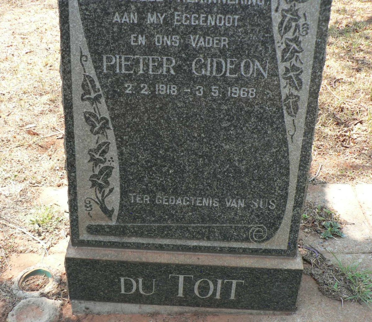 TOIT Pieter Gideon, du 1918-1968