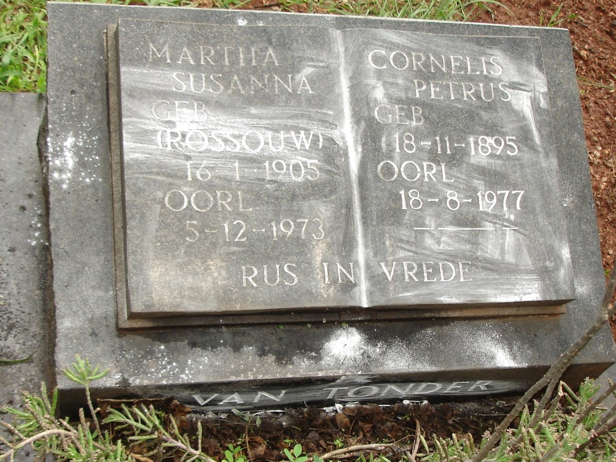 TONDER Cornelis Petrus, van 1895-1977 &amp; Martha Susanna ROSSOUW 1905-1973