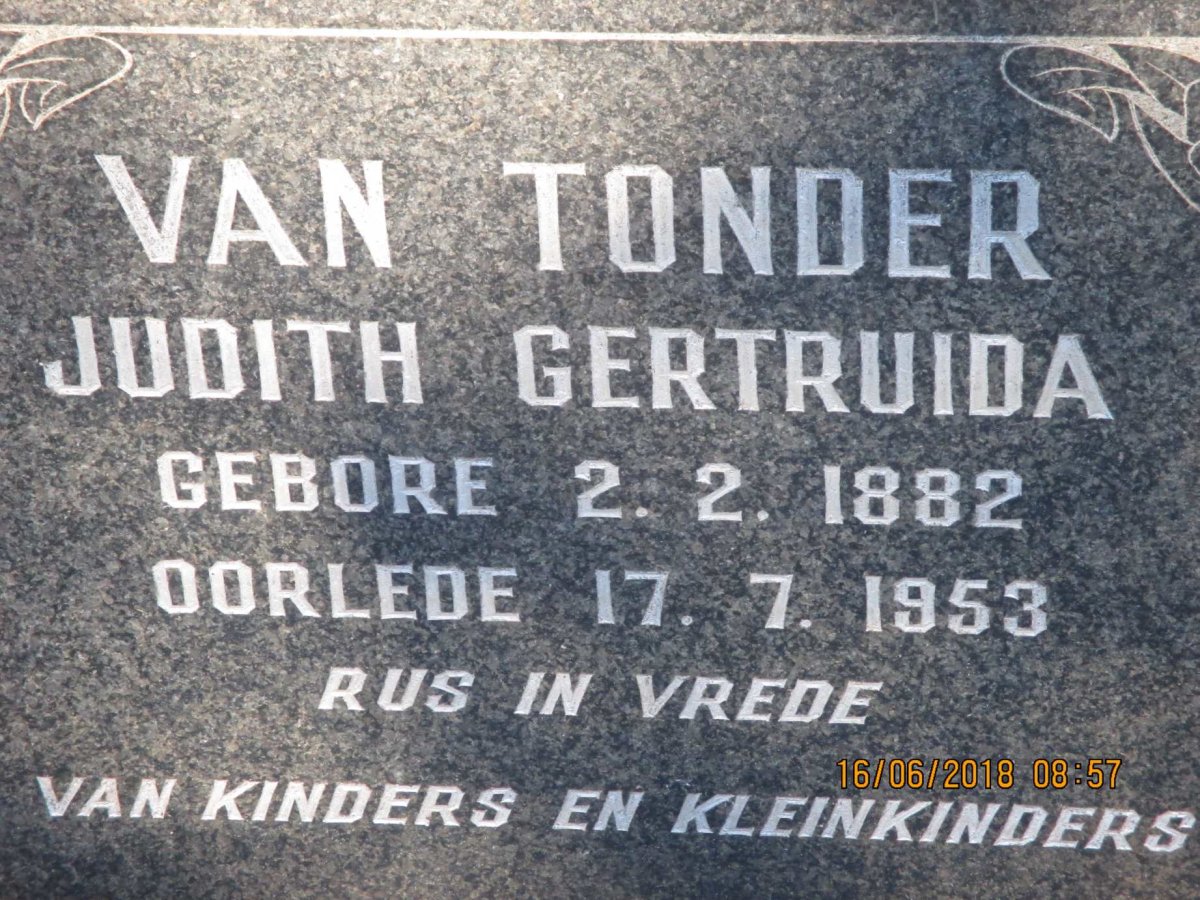 TONDER Judith Gertruida, van 1882-1953