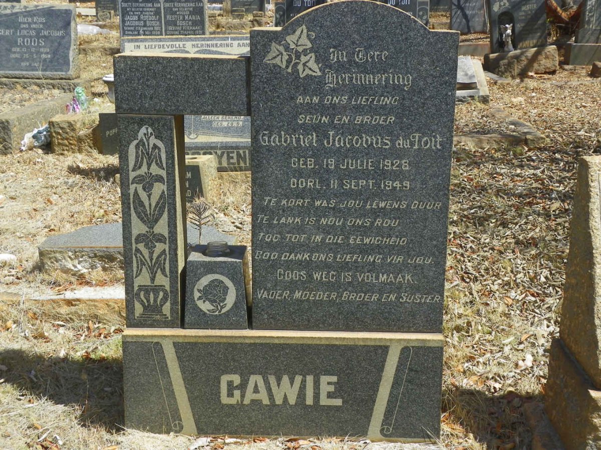 TOIT Gabriel Jacobus, du 1928-1949