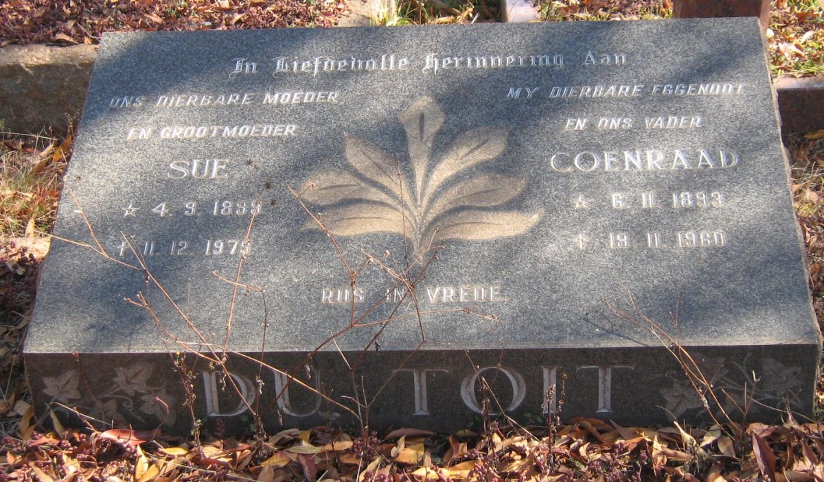 TOIT Coenraad, du 1893-1960 &amp; Sue 1899-1979