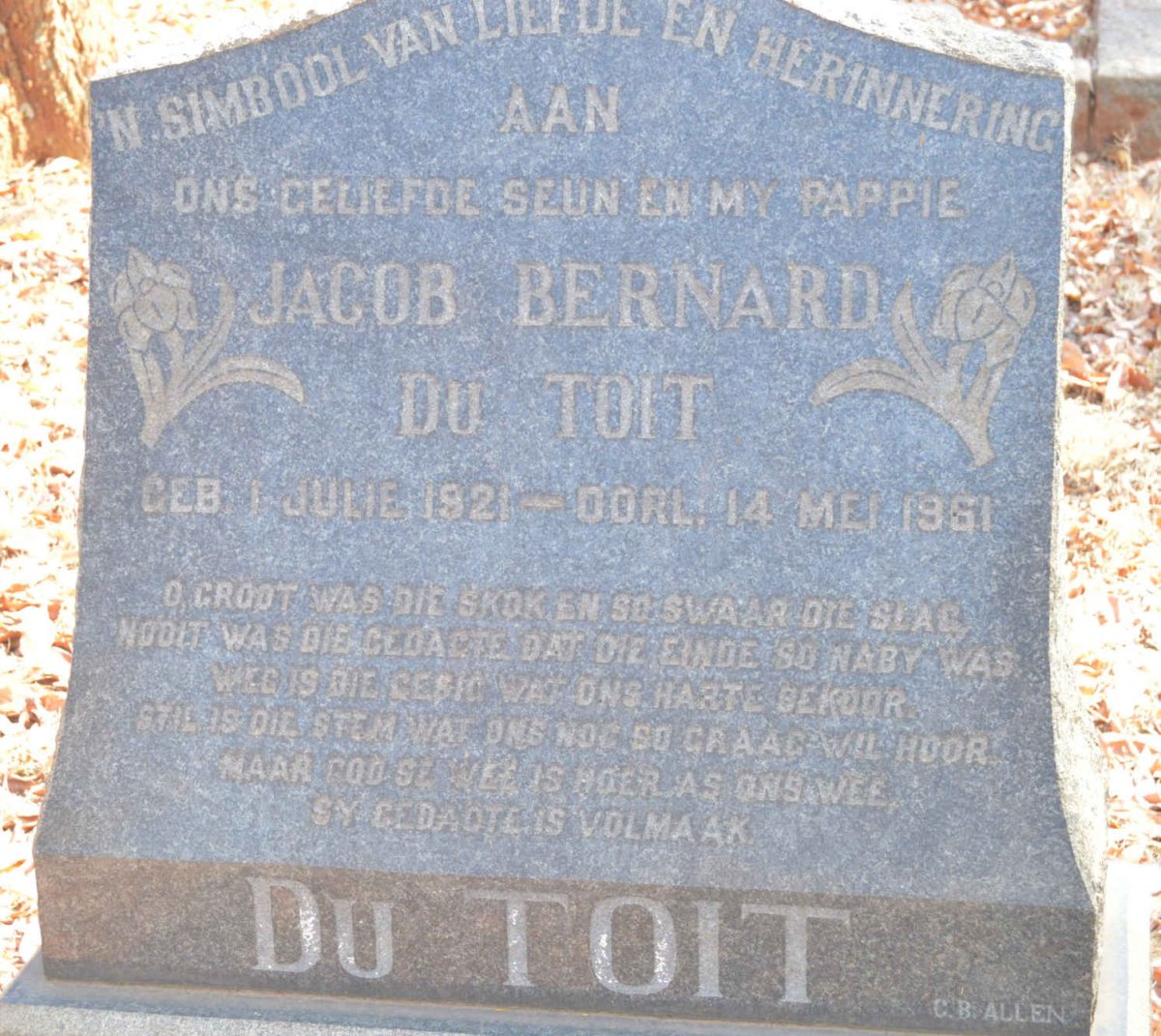 TOIT Jacob Bernard, du 1921-1961