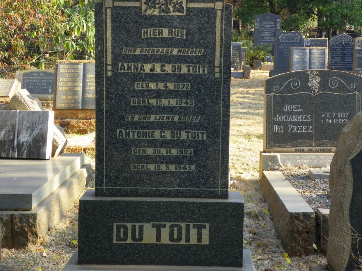 TOIT Anna J.C., du 1872-1949 :: DU TOIT Antonie G. 1903-1945
