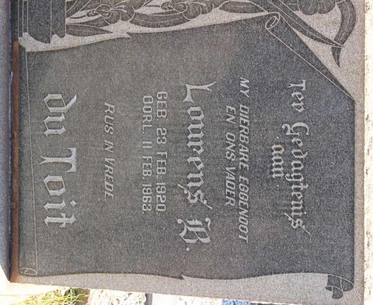 TOIT Lourens B., du 1920-1963