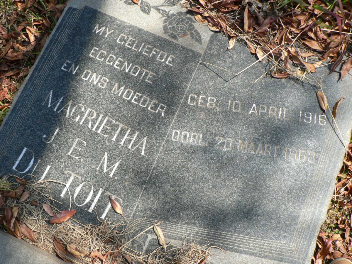 TOIT Magrietha J.E.M., du 1916-1963