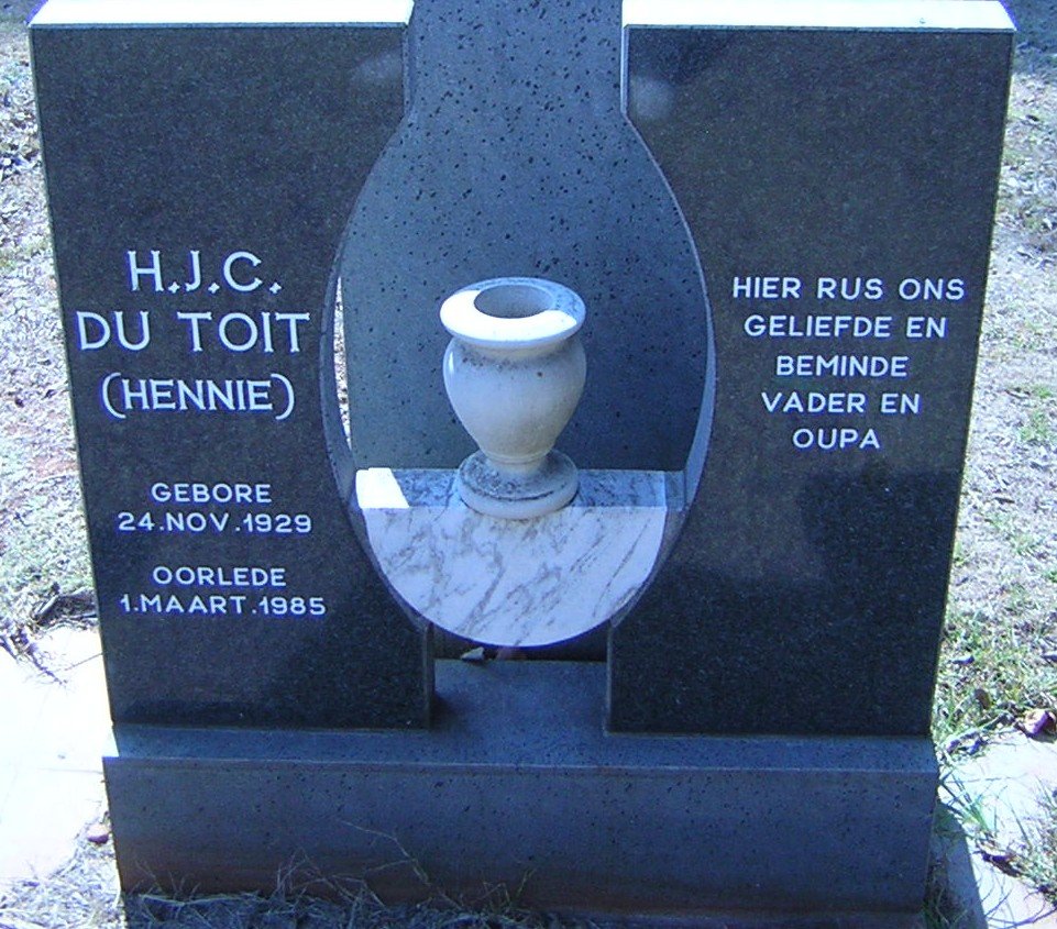 TOIT H.J.C., du 1929-1985