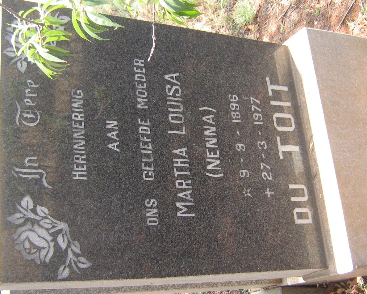 TOIT Martha Louisa, du 1896-1977