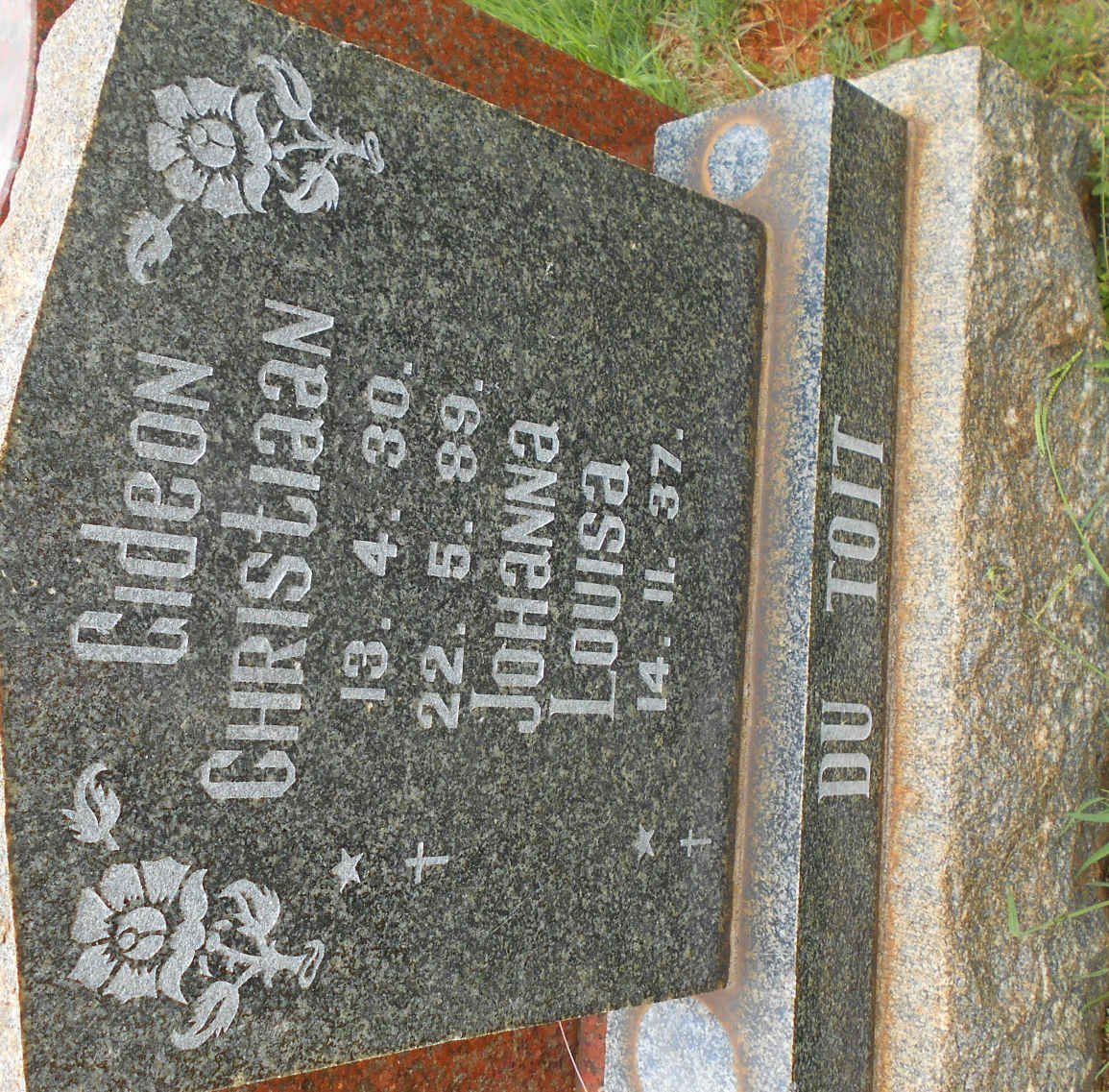 TOIT Gideon Christiaan, du 1930-1989 &amp; Johanna Louisa 1937-