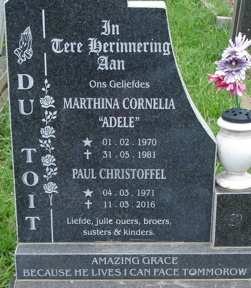 TOIT Marthina Cornelia, du 1970-1981:: DU TOIT Paul Christoffel 1971-2016