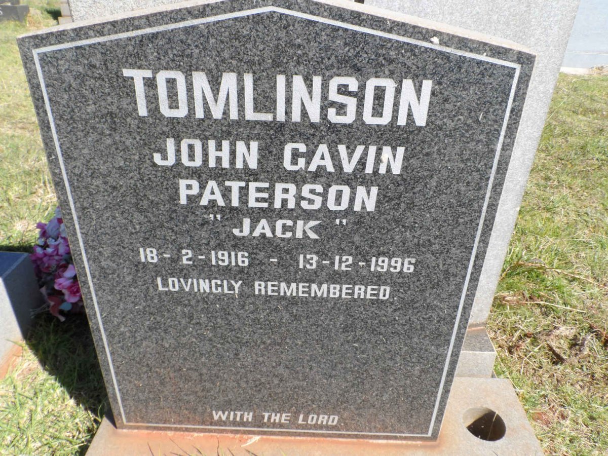 TOMLINSON John Gavin Paterson 1916-1996