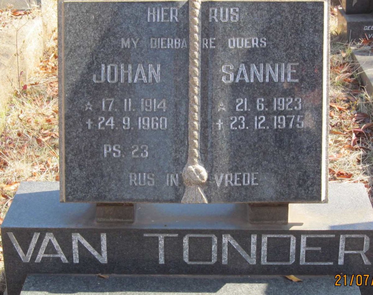 TONDER Johan, van 1914-1960 &amp; Sannie 1923-1975