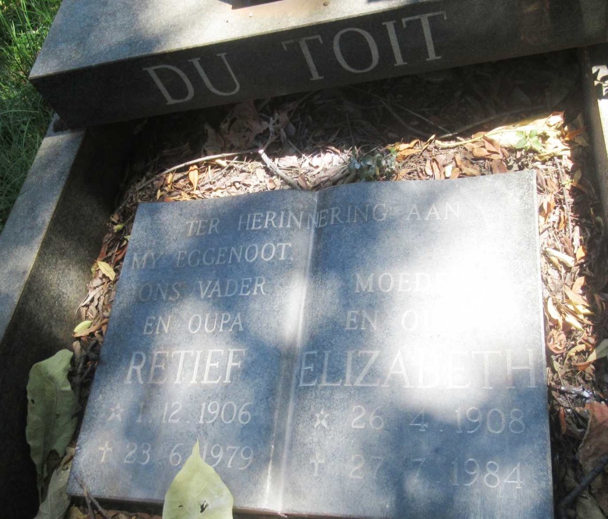 TOIT Retief, du 1906-1979 &amp; Elizabeth 1908-1984