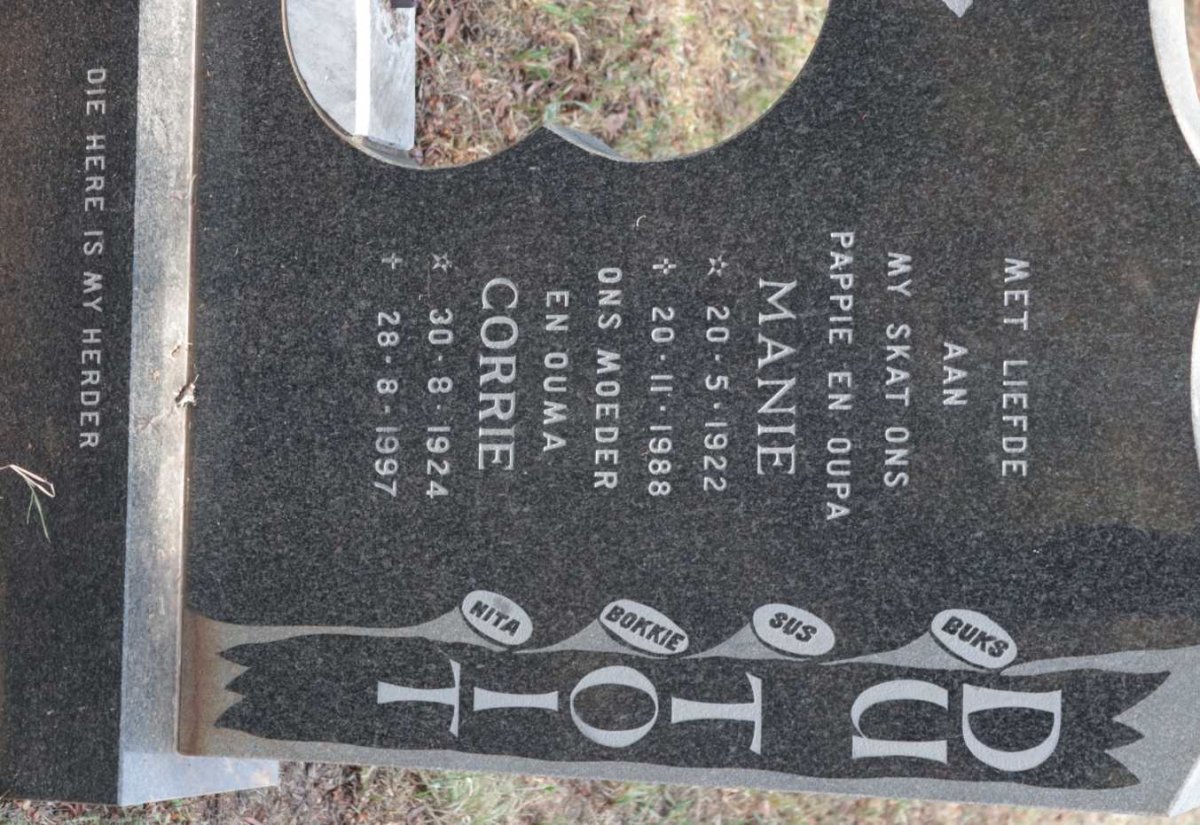 TOIT Manie, du 1922-1988 &amp; Corrie 1924-1997