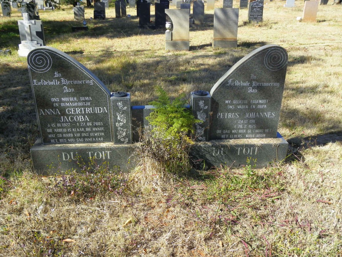 TOIT Petrus Johannes, du 1911-1975 &amp; Anna Gertruida Jacoba 1922-2005