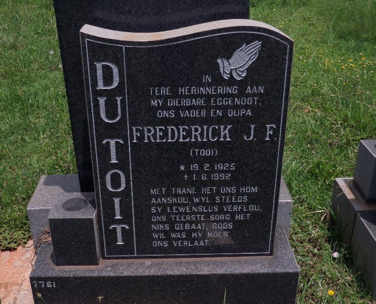 TOIT Frederick J.F., du 1925-1992