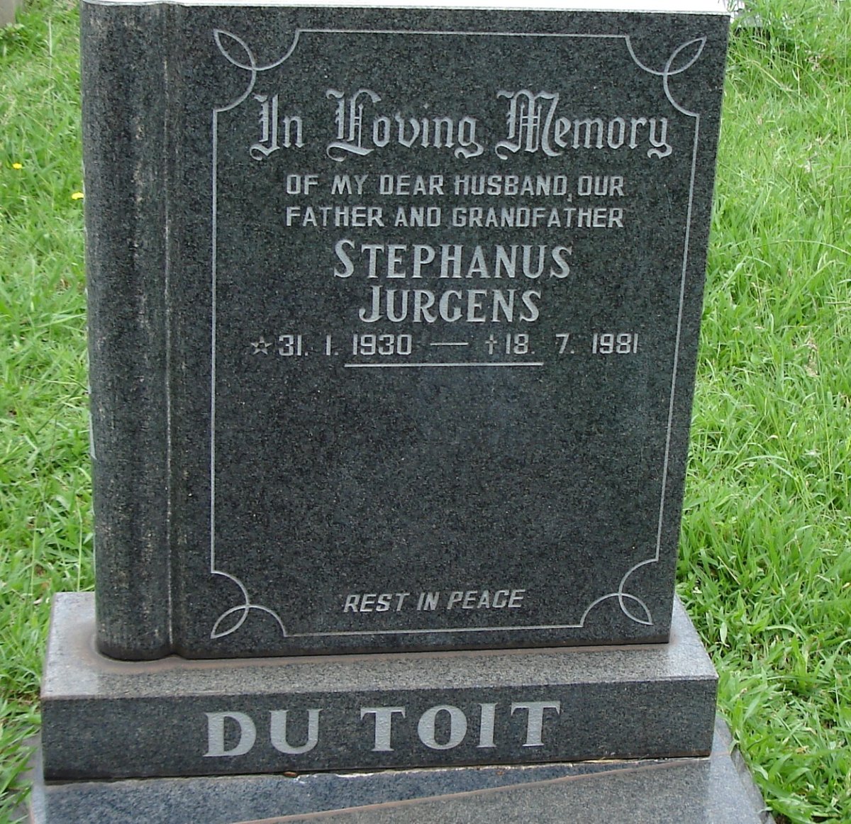 TOIT Stephanus Jurgens, du 1930-1981