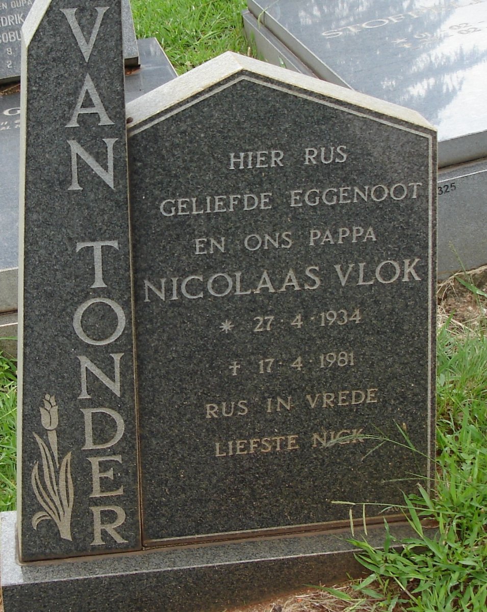 TONDER Nicolaas Vlok, van 1934-1981