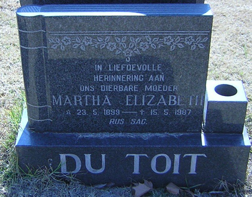 TOIT Martha Elizabeth, du 1899-1987