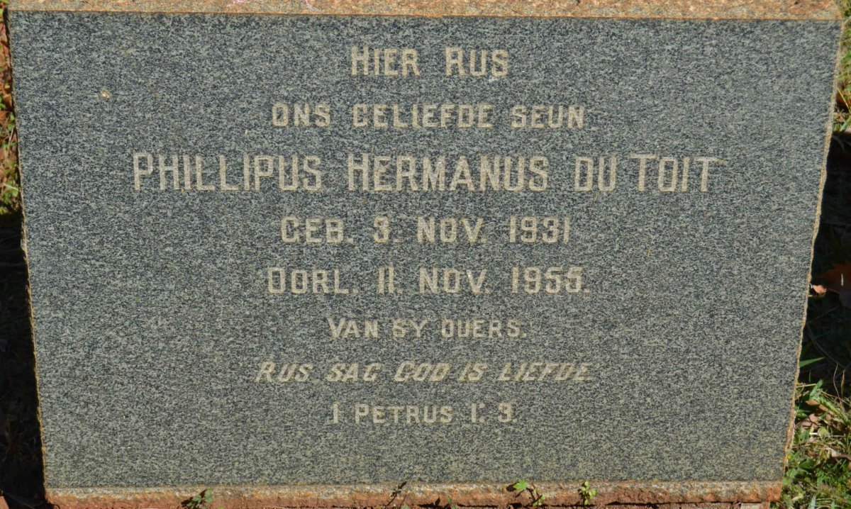 TOIT Phillipus Hermanus, du 1931-1955