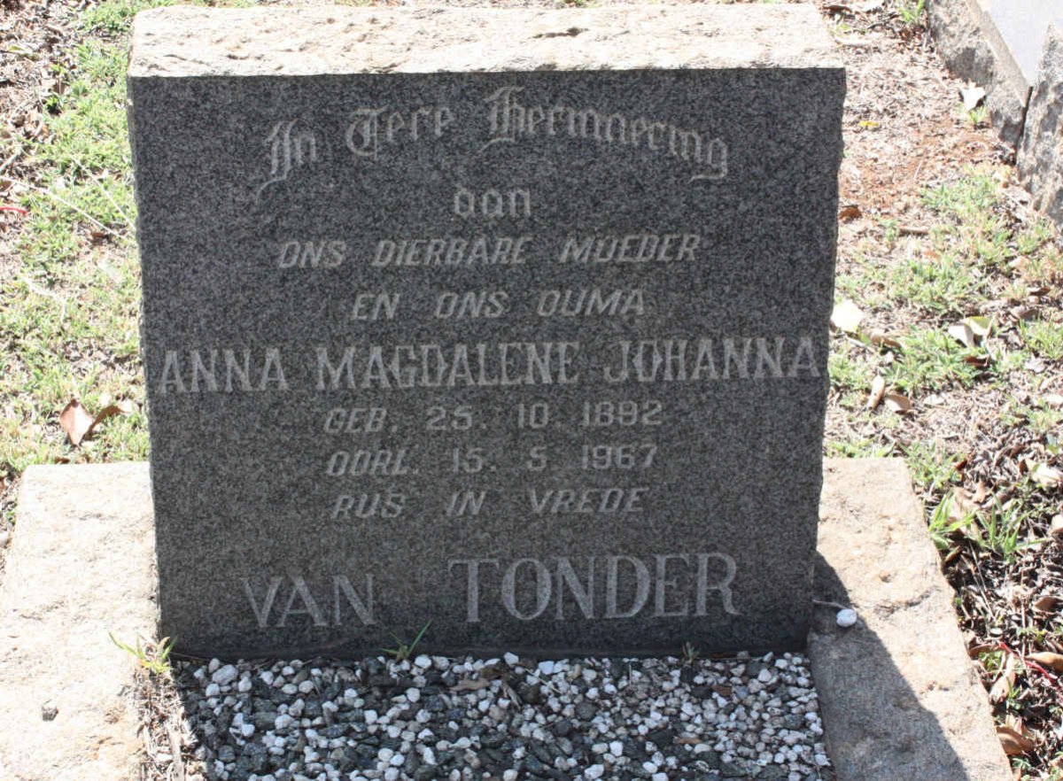 TONDER Anna Magdalene Johanna, van 1892-1967