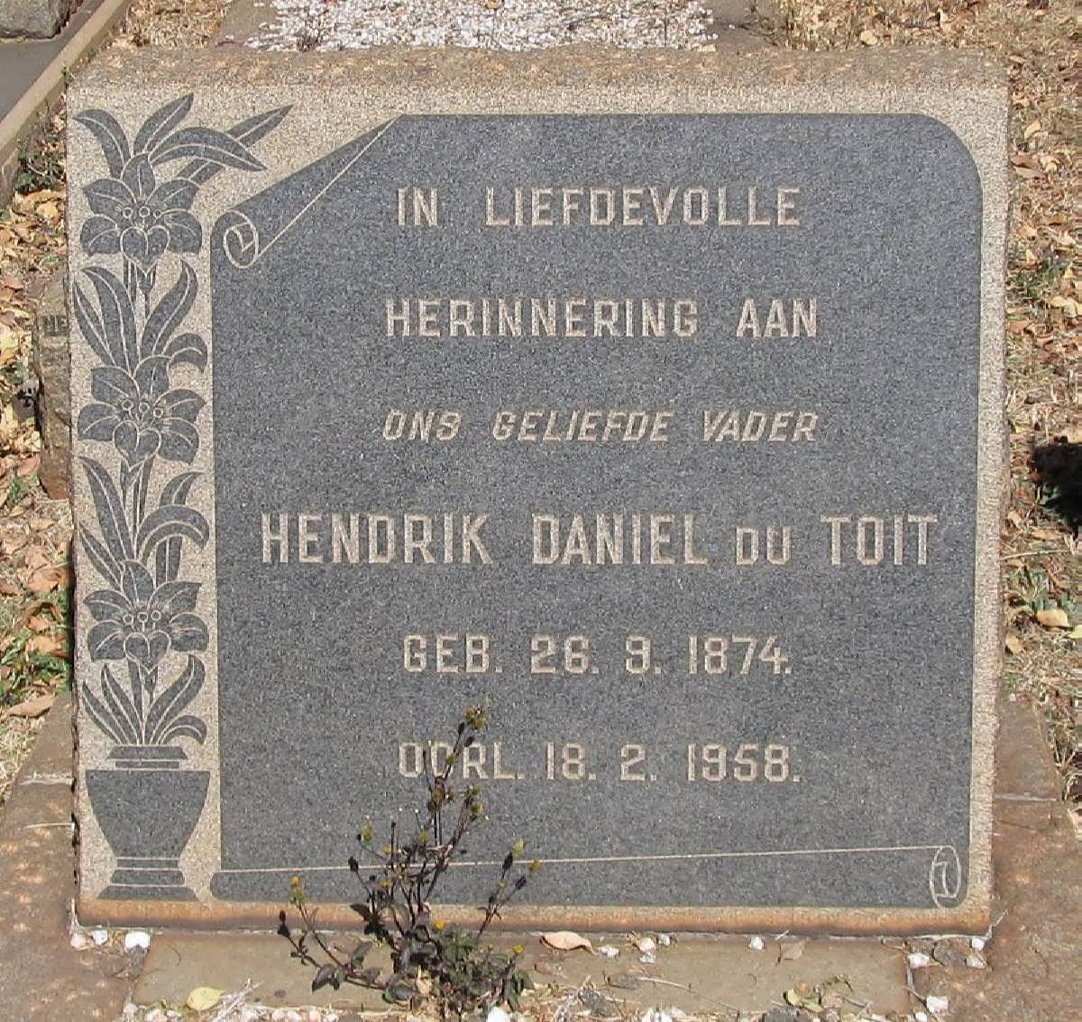 TOIT Hendrik Daniel, du 1874-1958