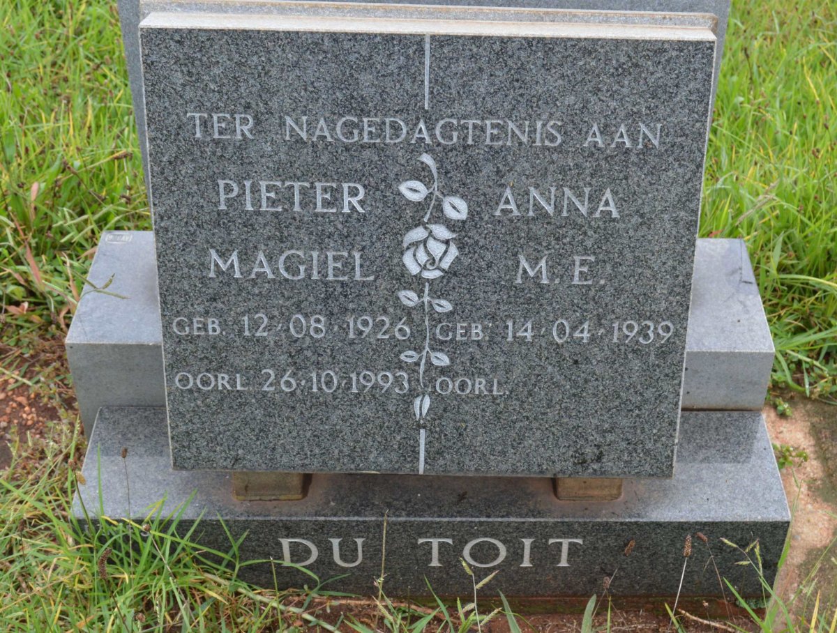 TOIT Pieter Magiel, du 1926-1993 &amp; Anna M.E. 1939-