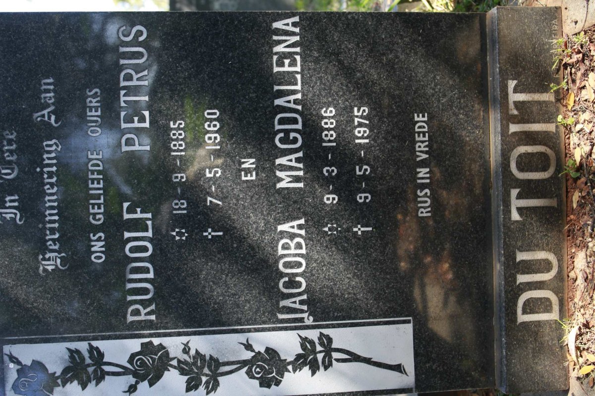 TOIT Rudolf Petrus, du 1885-1960 &amp; Jacoba Magdalena 1886-1975