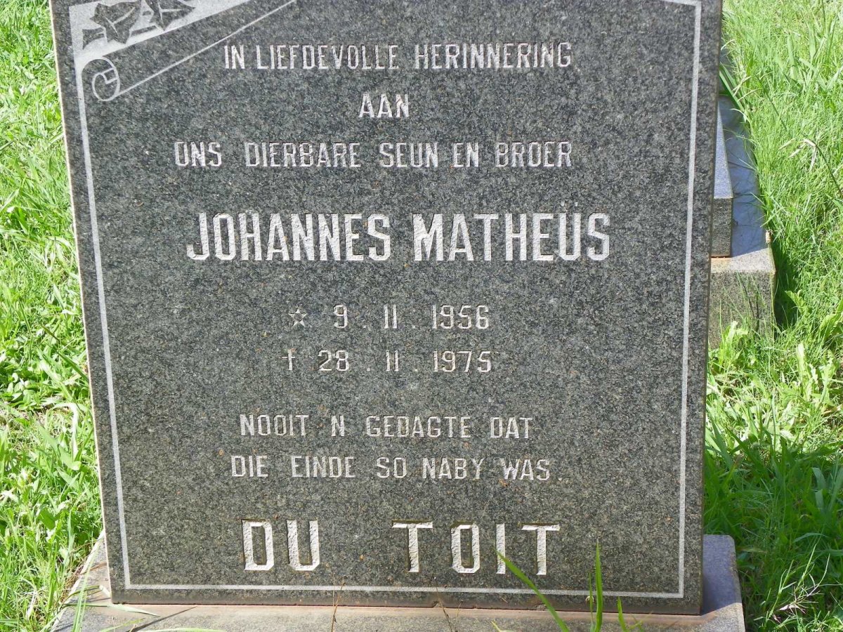 TOIT Johannes Matheus, du 1956-1975