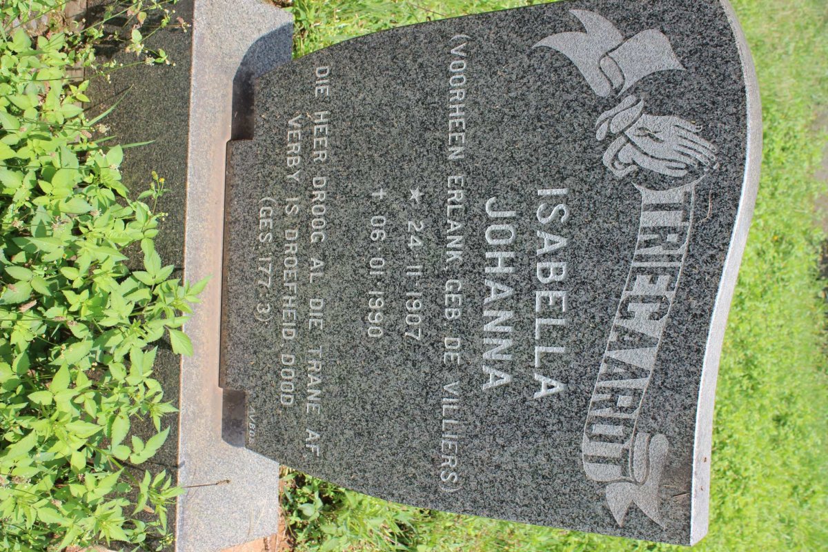 TRIEGAARDT Isabella Johanna voorheen ERLANK nee DE VILLIERS 1907-1990