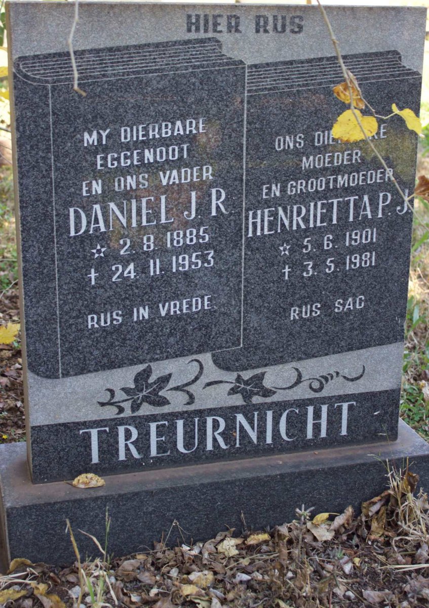 TREURNICHT Daniel J.R. 1885-1953 &amp; Henrietta P.J. 1901-1981