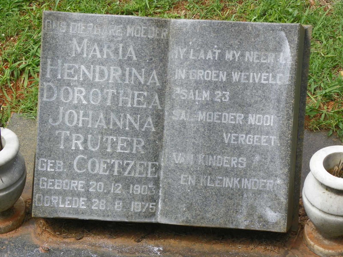 TRUTER Maria Hendrina Dorothea Johanna nee COETZEE 1903-1975