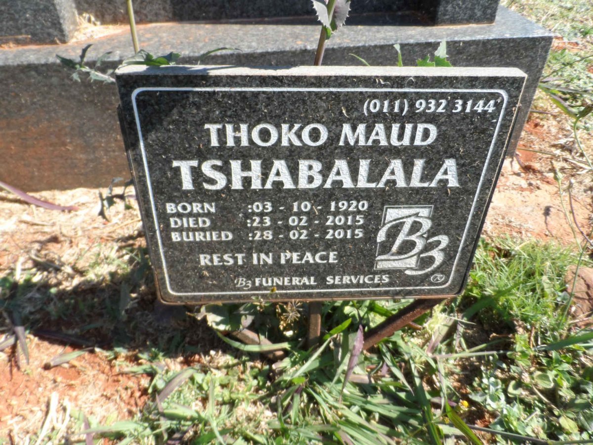 TSHABALALA Thoko Maud 1920-2015