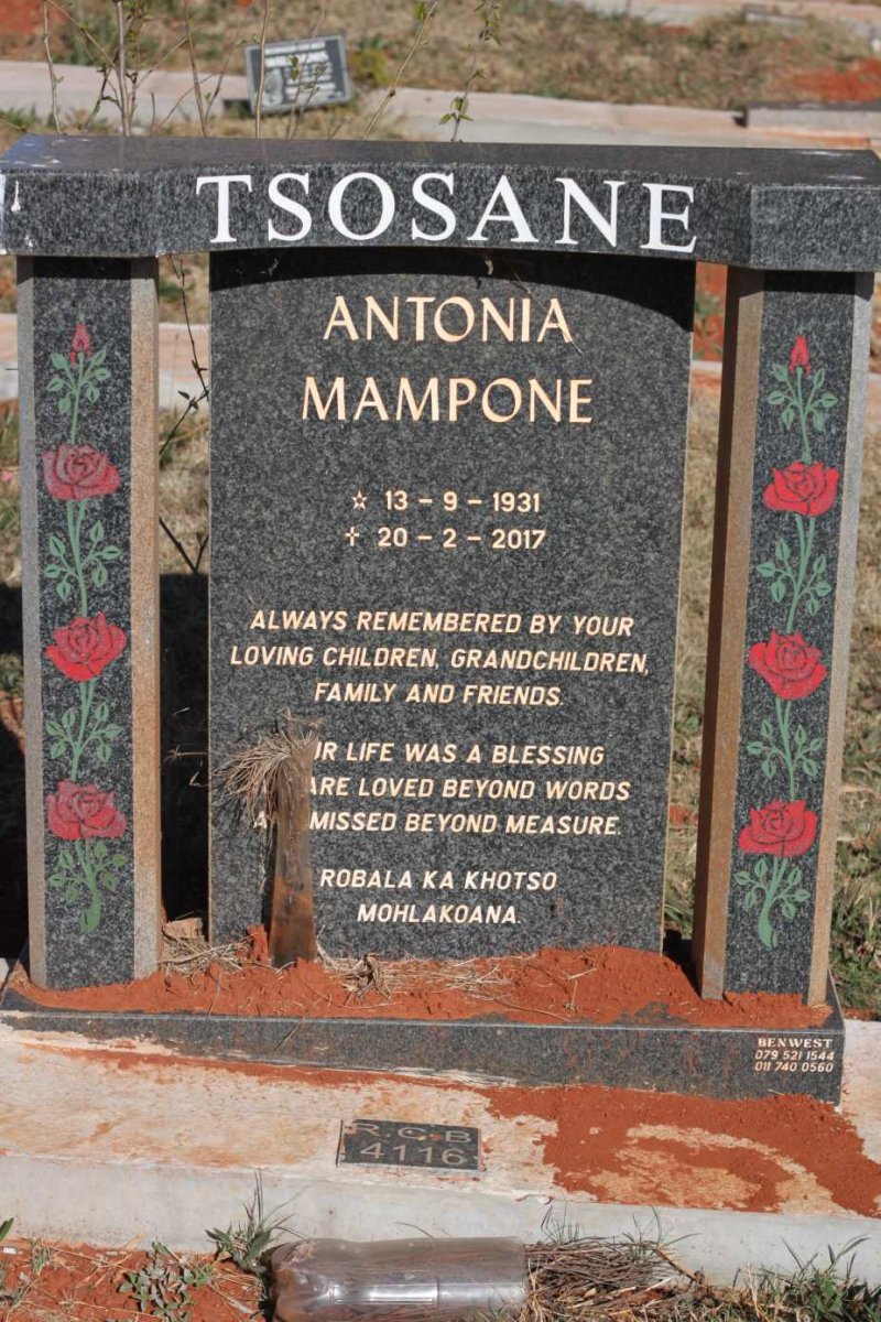 TSOSANE Antionia Mampone 1931-2017
