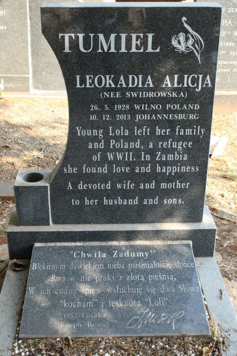 TUMIEL Leokadia Alicja nee SWIDROWSKA 1928-2013