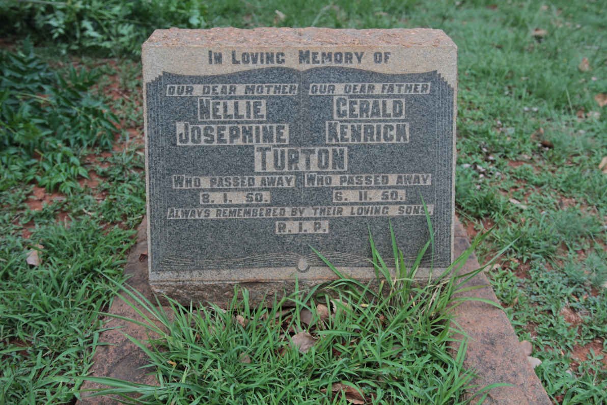 TURTON Gerald Kenrick -1950 &amp; Nellie Josephine -1950