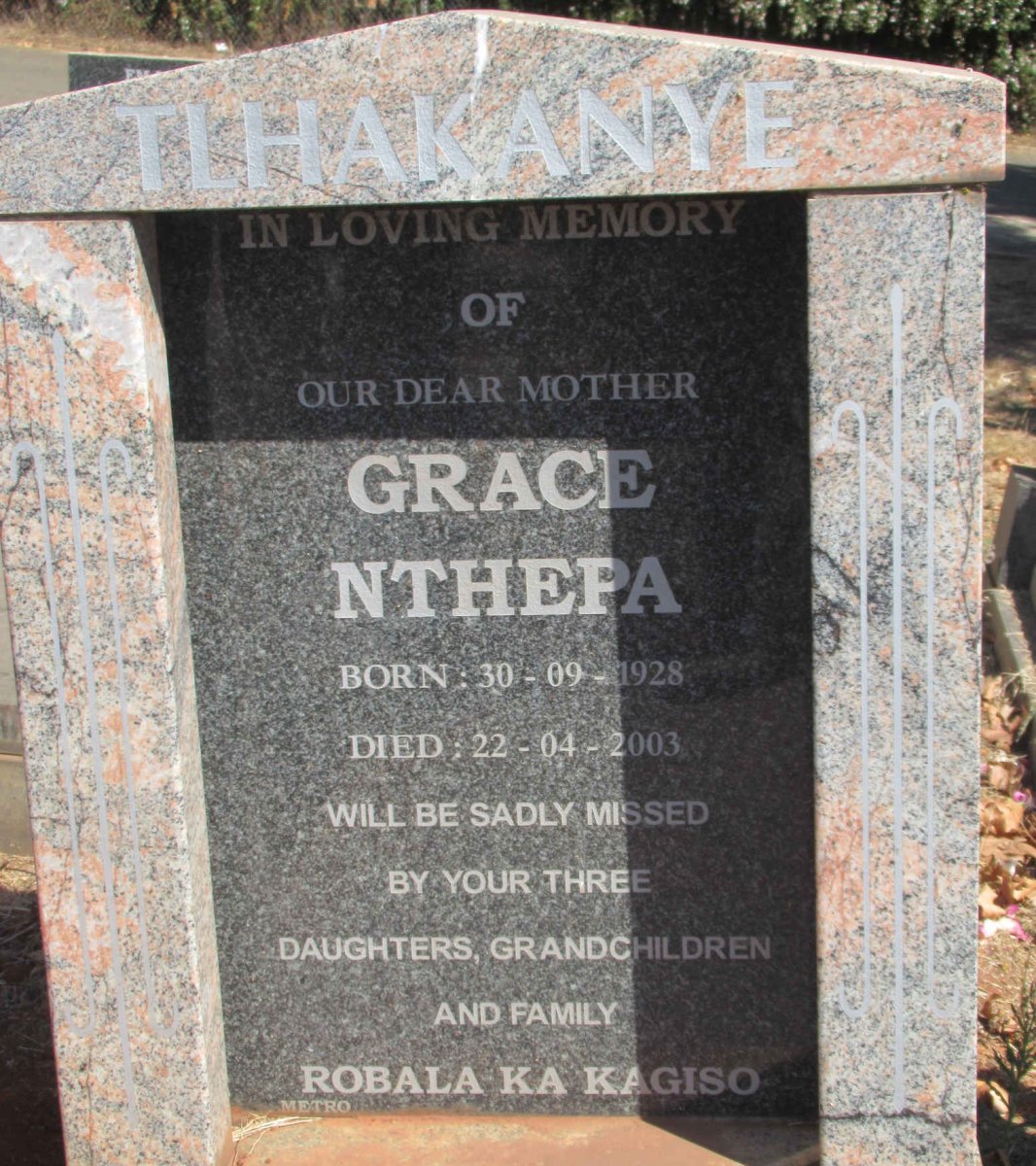 TLHAKANYE Grace Nthepa 1928-2003