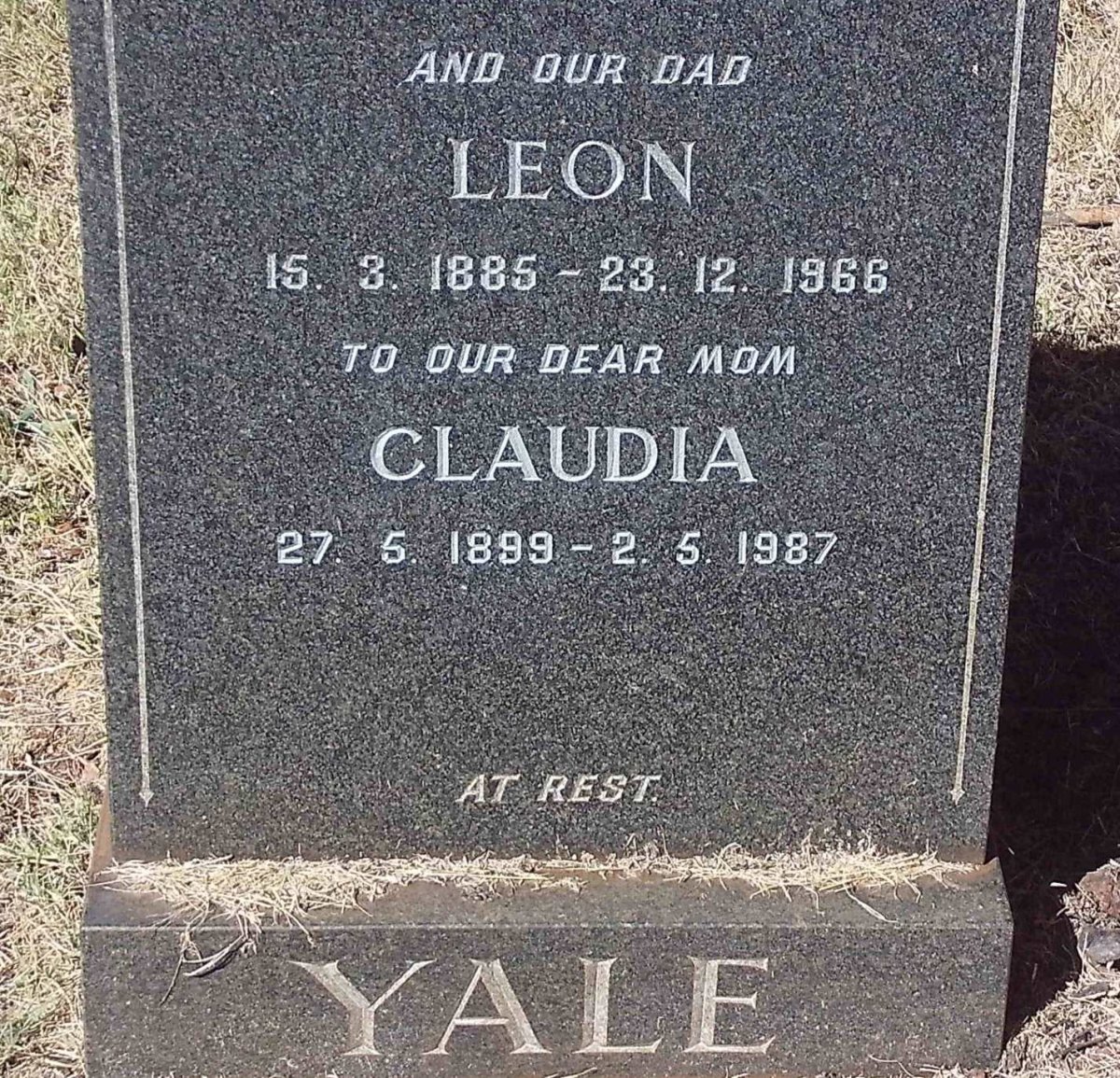 YALE Leon 1885-1966 &amp; Claudia 1899-1987 