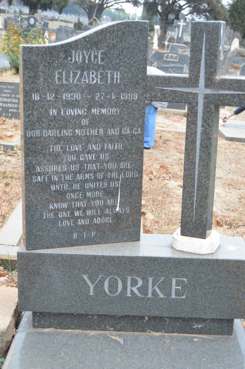 YORKE Joyce Elizabeth 1930-1998