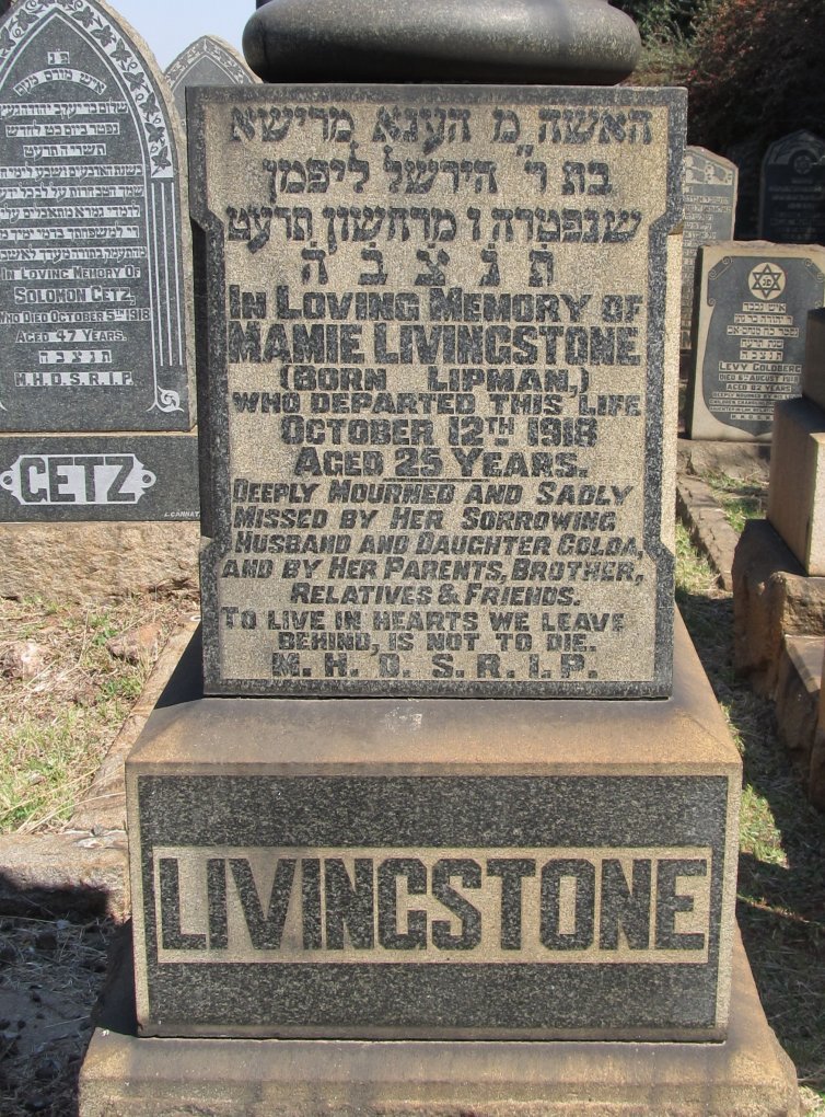 LIVINGSTONE Mamie nee LIPMAN -1918