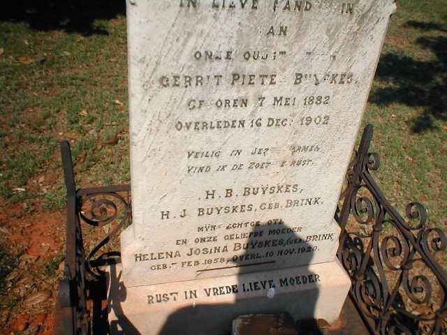 BUYSKES Gerrit Pieter 1882-1902 :: BUYSKES H.B. :: BUYSKES Helena Josina nee BRINK 1858-1920