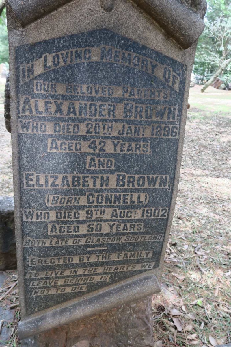 BROWN Alexander -1896 & Elizabeth CONNELL -1902