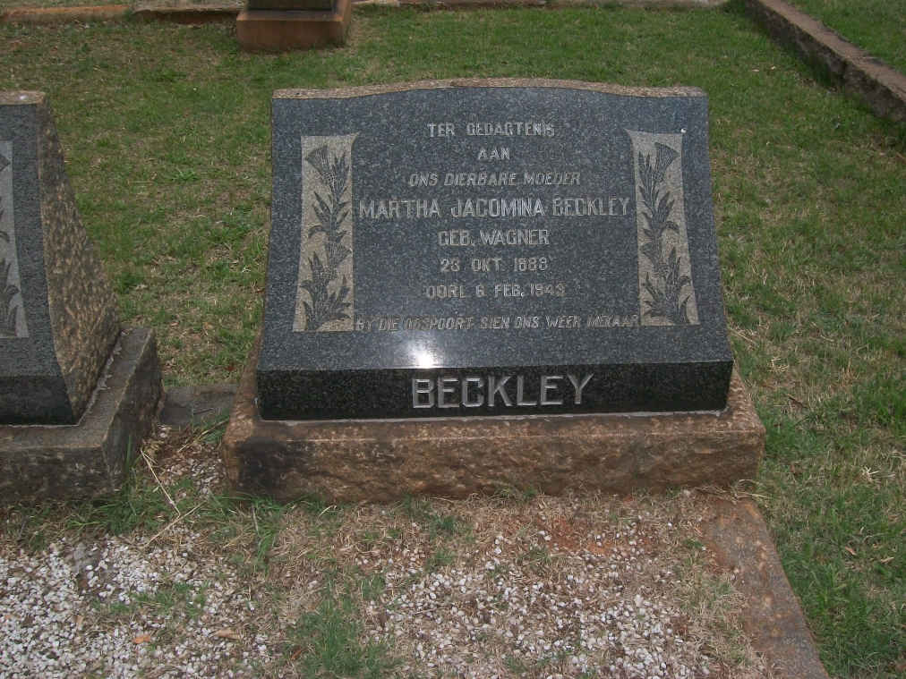 BECKLEY Martha Jacomina nee WAGNER 1888-194?